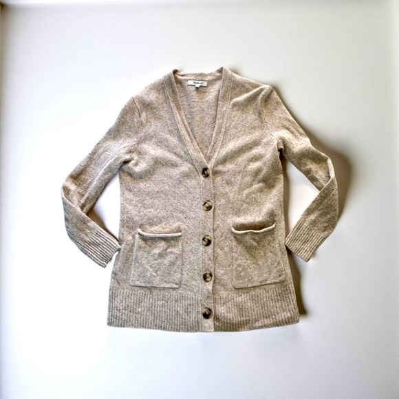 Madewell Marled Beige Button-Up Cardigan with Pockets - Picture 4 of 5